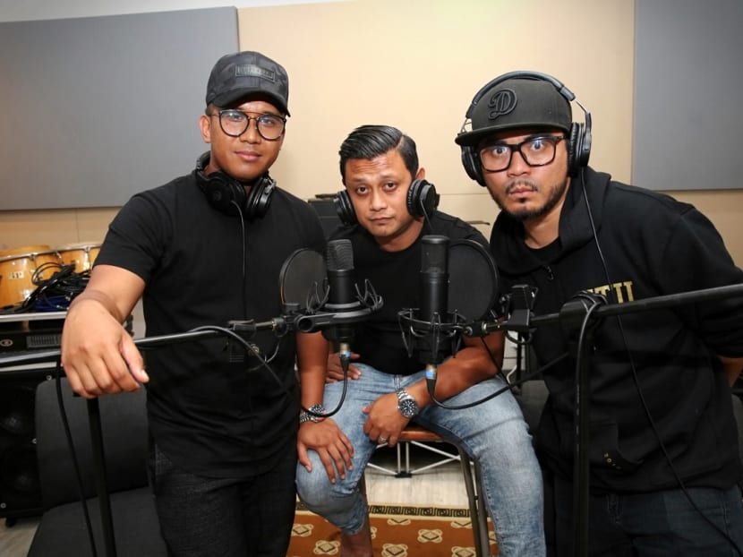 (From left) Mr Dzar Ismail, 34, Mr Raja Razie, 38, and Mr Dyn Noorahim, 38, the people behind the local podcast Okletsgo. (From left) Mr Dzar Ismail, 34, Mr Raja Razie, 38, and Mr Dyn Noorahim, 38, the people behind the local podcast Okletsgo.