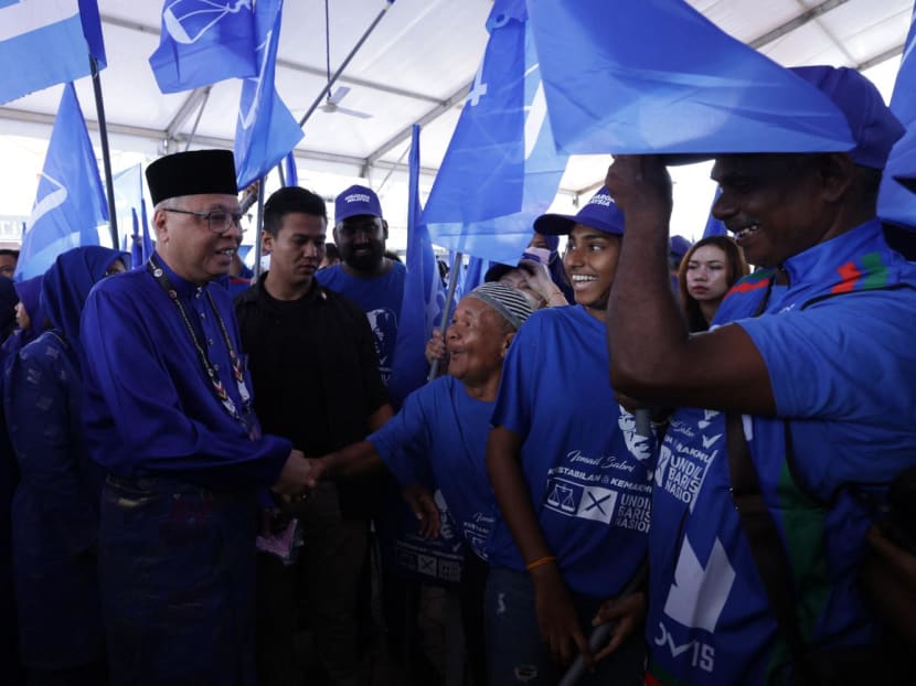 Malaysia Prime Minister Ismail Sabri Yaakob (left) of the United Malays National Organisation (Umno) greets supporters at the nomination centre in Bera, in Malaysia’s Pahang state on Nov 5, 2022. Malaysia Prime Minister Ismail Sabri Yaakob (left) of the United Malays National Organisation (Umno) greets supporters at the nomination centre in Bera, in Malaysia’s Pahang state on Nov 5, 2022.