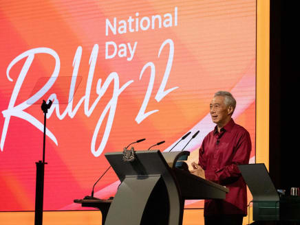 Prime Minister Lee Hsien Loong delivers the National Day Rally (NDR) speech at Institute of Technical Education headquarters in Ang Mo Kio on Aug 21, 2022.