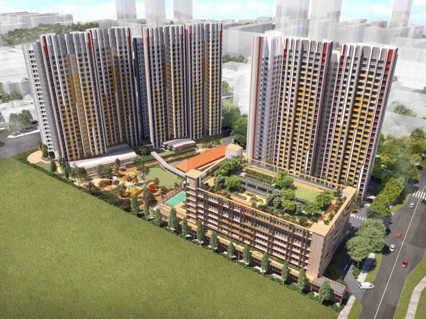 An artist's impression of the Farrer Park Arena Build-to-Order housing project. An artist's impression of the Farrer Park Arena Build-to-Order housing project.