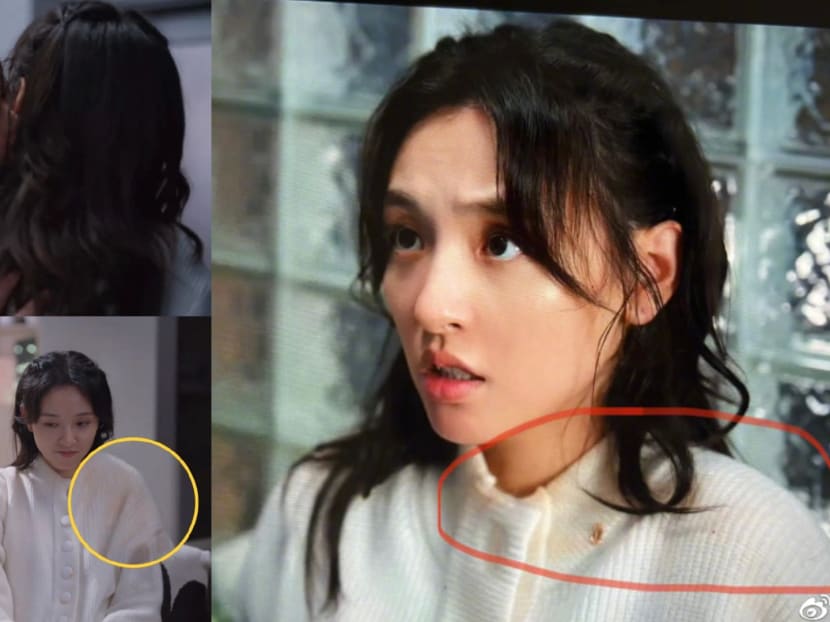 Chinese actor Zhang Bin Bin leaves huge make-up stain on co-star Wu Qian's shoulder after they hug on screen