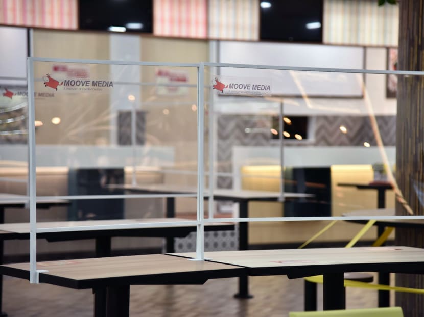 V-shields are made of 3mm-thick clear acrylic and are customisable for tables of different shapes and sizes.