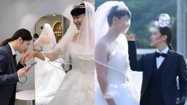和陈紫函结婚8周年　戴向宇反串披婚纱