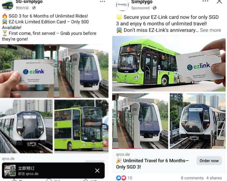 Police warn of phishing scams involving fake EZ-Link, SimplyGo deals