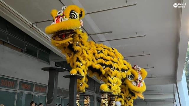 艺威体育会办七月歌台 世冠舞狮队表演谢乡亲