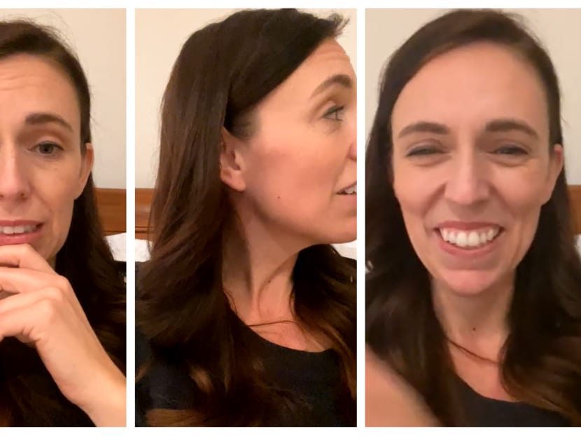 Screengrabs from Ms Ardern's Facebook live stream on Nov 8, 2021.