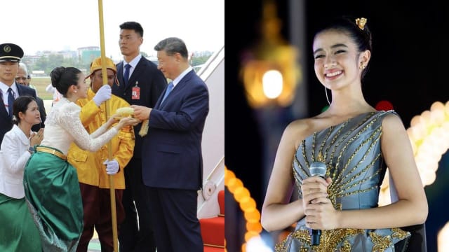 茉莉花环来迎宾 柬埔寨小公主用中文欢迎习近平