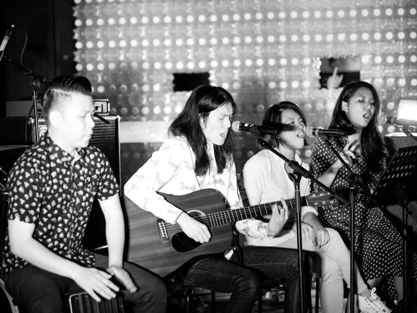 MONSTER CAT’s new line-up with founding member Hentai Cat on lead vocals. Photo: Cherlynn Lian