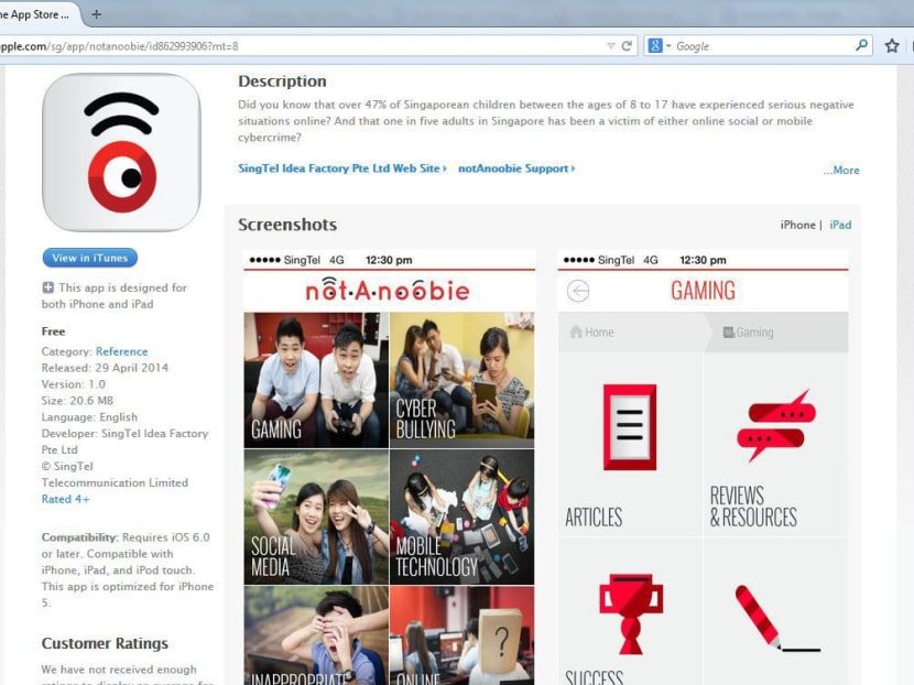 Screengrab of notAnoobie app
