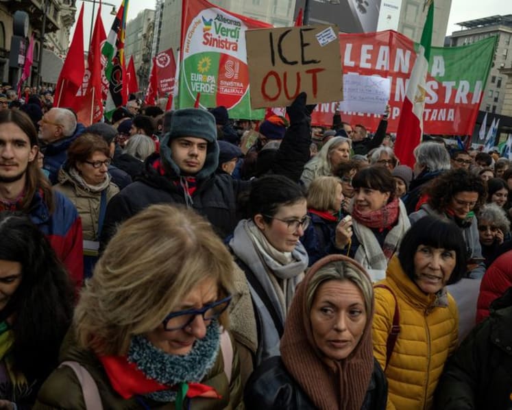 Hundreds protest in Milan over US ICE role in Games security