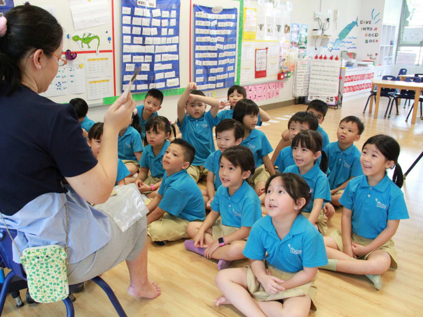 Students at MOE Kindergarten @ Punggol Green. TODAY file photo