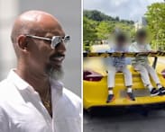 Man who drove Porsche with 2 young sons on boot fined S$5,000, banned from driving