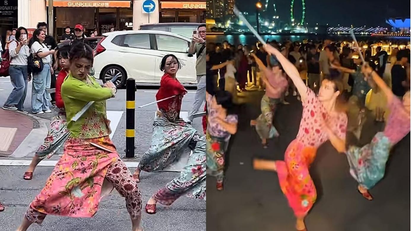 中国网红回应牛车水舞蹈争议 称娘惹服是网购时误选