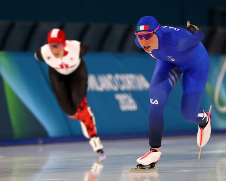 Speed skating-Canadian Maltais credits winner Lollobrigida for pushing her to podium