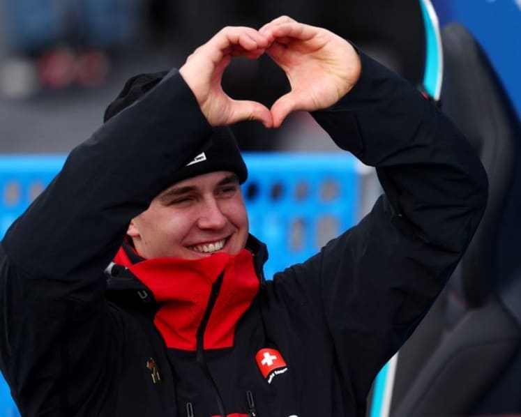 Alpine sking-Swiss golden boy Von Allmen wins super-G to complete hat-trick