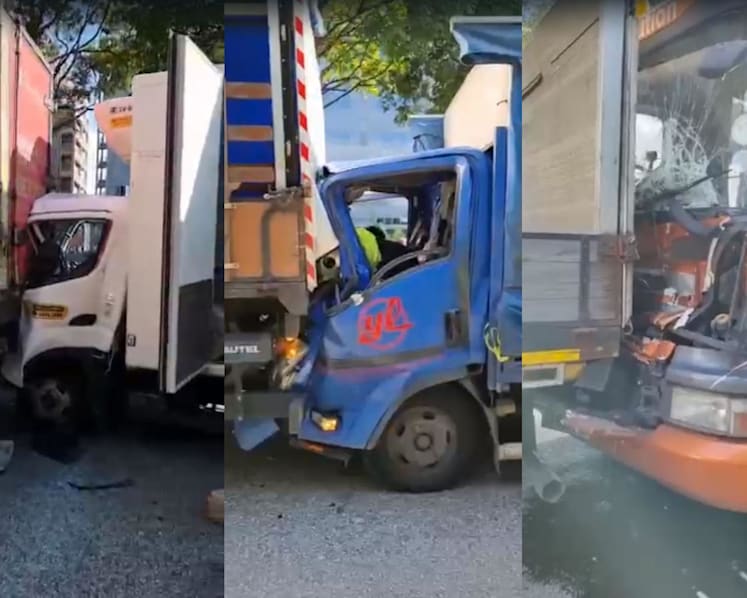 3 people taken to hospital after 9 heavy vehicles collide on AYE