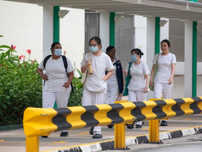 Healthcare workers at Singapore General Hospital on Dec 13, 2023. Healthcare workers at Singapore General Hospital on Dec 13, 2023.
