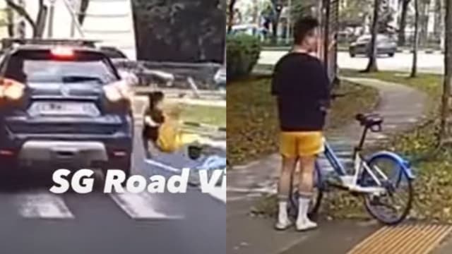 休旅车直冲斑马线 脚踏车骑士被撞飞