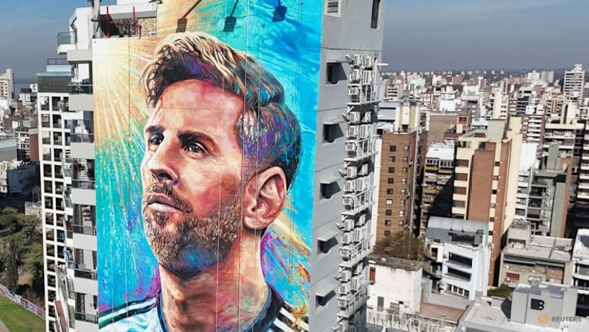 Artists restore gigantic Messi mural in his hometown