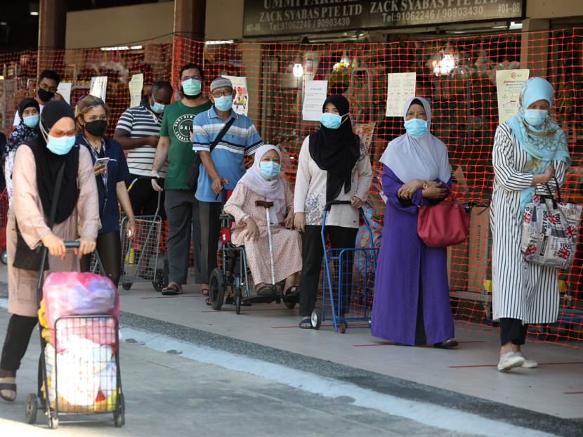 The National Environment Agency said that it is easier for customers to observe a safe distance of 1m between one another when queueing to enter these markets, but it is harder for them to do so inside the markets.