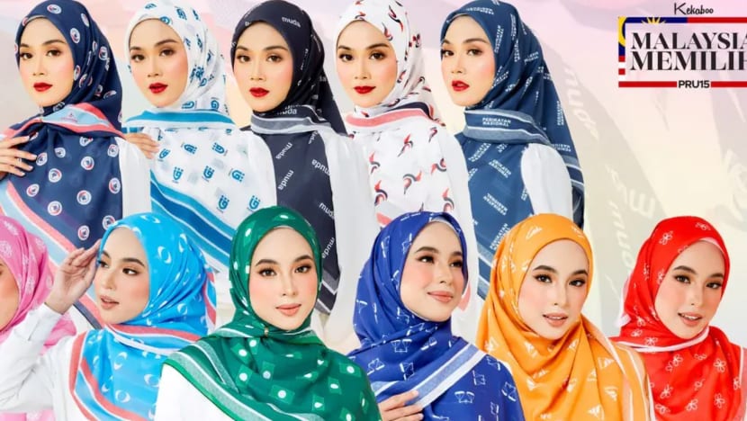 Tudung bermotif logo parti politik di M'sia laris dijual Tudung bermotif logo parti politik di M'sia laris dijual