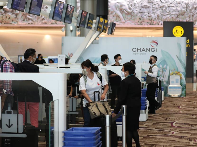 A scene from Changi Airport's Terminal 4 on Aug 30, 2022. The airport is undergoing trials to test its operational readiness after more than two years of closure due to the Covid-19 pandemic. A scene from Changi Airport's Terminal 4 on Aug 30, 2022. The airport is undergoing trials to test its operational readiness after more than two years of closure due to the Covid-19 pandemic.