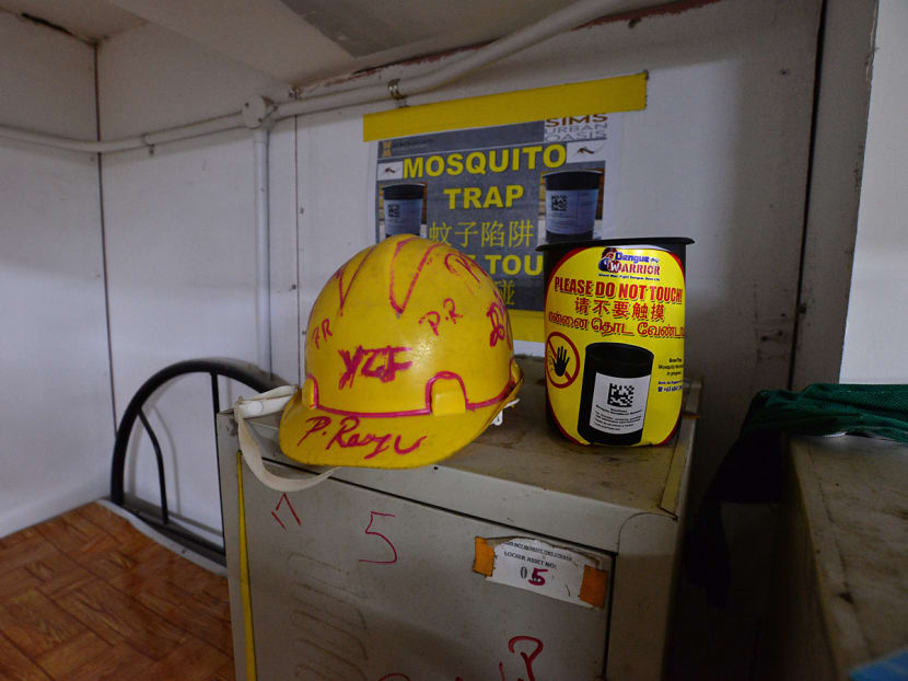 A mosquito gravity trap inside the temporary quarters of the Sims Urban Oasis condominium construction site on August 30, 2016. Photo: Robin Choo