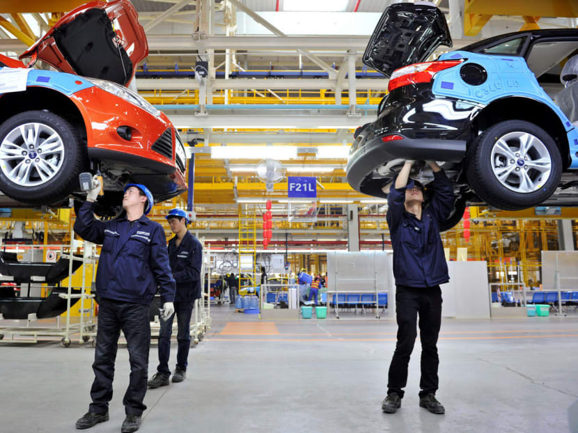 Employees at a car plant in China. The country’s manufacturing recovery, which started in the middle of last year, gained strength as output and investment accelerated. Photo: Reuters