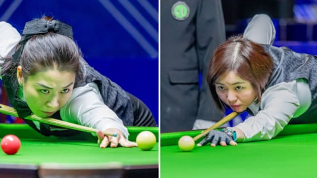 我国斯诺克选手蔡志蔚和蔡佩芬 为我国收获一枚铜牌