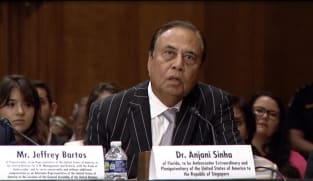 Anjani Sinha, Trump's pick for ambassador to Singapore, struggles with answers at Senate hearing