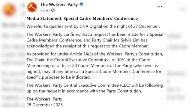 工人党证实党内接获召开特别干部大会请求