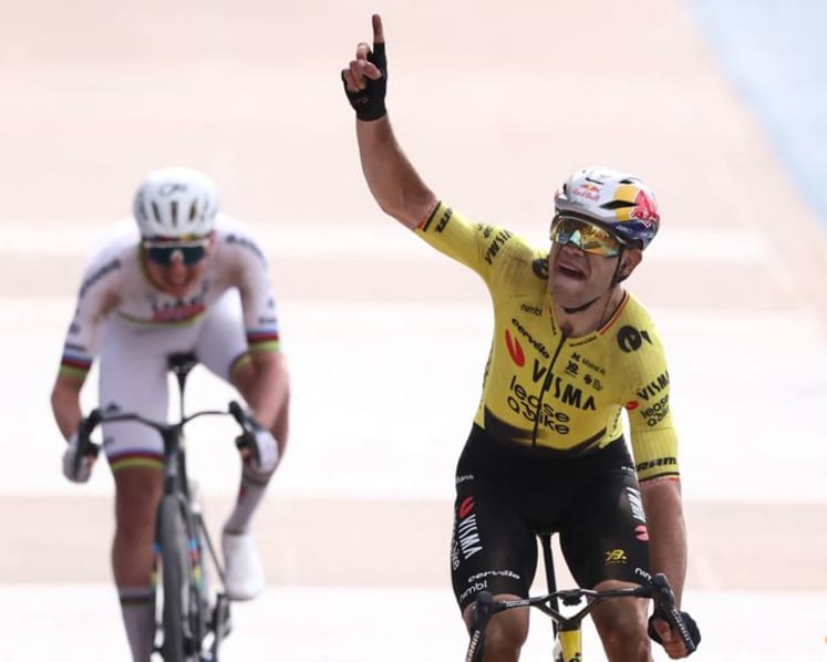 Van Aert breaks jinx to win Paris-Roubaix ahead of Pogacar