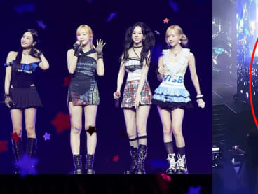 Male fan jumps from 2nd floor and tries to run on stage during Aespa’s Macau concert