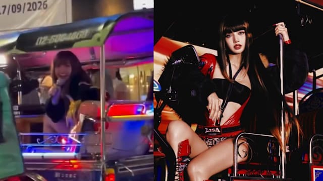 曼谷快闪宣传新歌，Lisa搭嘟嘟车“巡街”开唱！