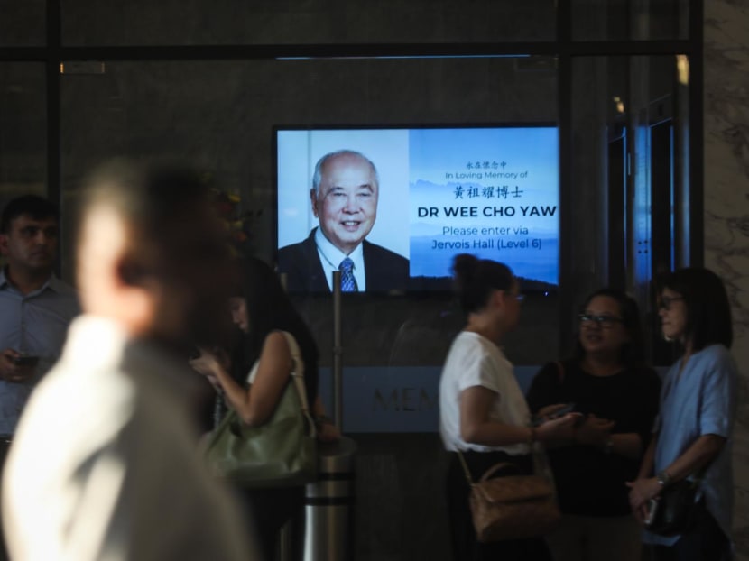 The wake of Mr Wee Cho Yaw, former chairman and CEO of Singapore's United Overseas Bank, at Woodlands Memorial on Feb 5, 2024.