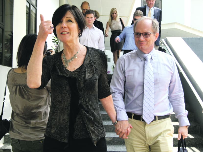 Shane Todd’s parents leaving the court yesterday. Photo: Don Wong