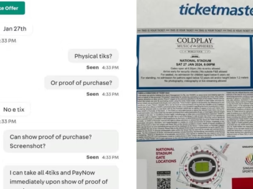 A screenshot (left) of a conversation between a scammer and a victim on Carousell and the screenshot (right) of a fake proof of purchase provided to the victim. A screenshot (left) of a conversation between a scammer and a victim on Carousell and the screenshot (right) of a fake proof of purchase provided to the victim.