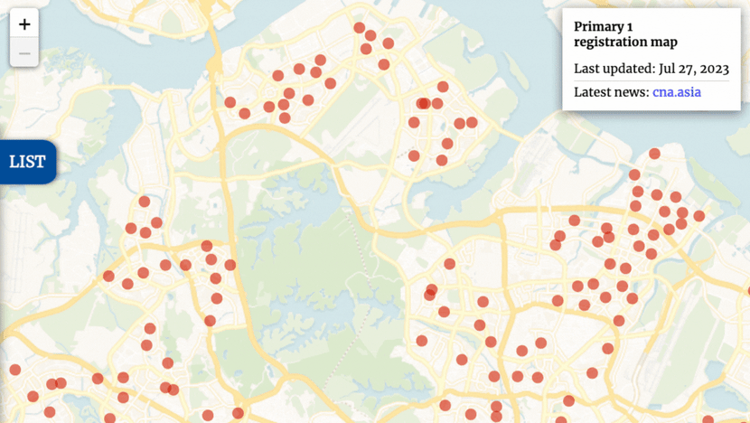 Primary 1 registration map: 31 schools oversubscribed in Phase 2B Primary 1 registration map: 31 schools oversubscribed in Phase 2B
