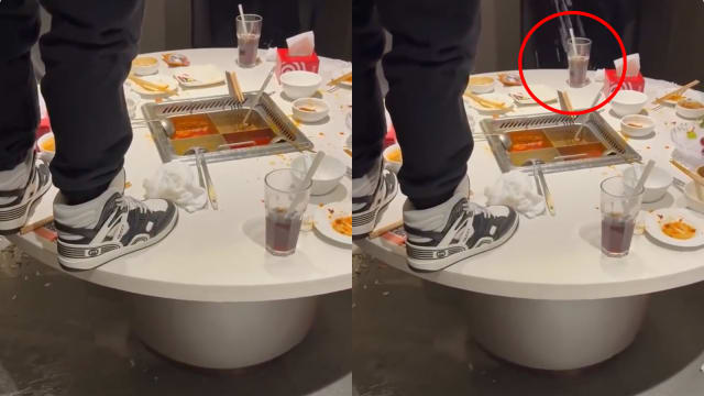 男子站桌上往火锅撒尿 海底捞：已经报案