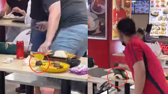 幸运商业中心食阁桌上惊现老鼠 男子身手敏捷秒抓获