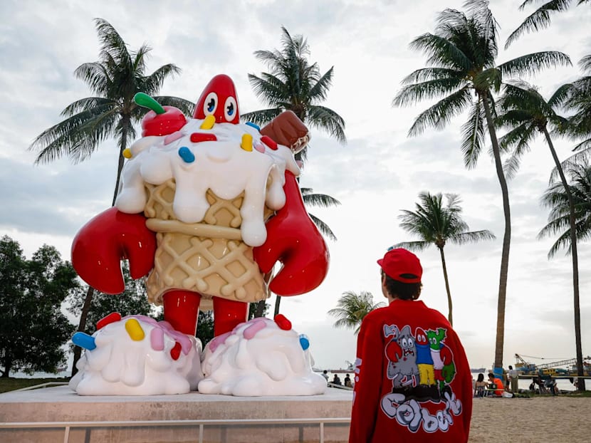 Artist Philip Colbert talks Lobster Beach project at Sentosa, featuring 8m steel sculpture and giant inflatables