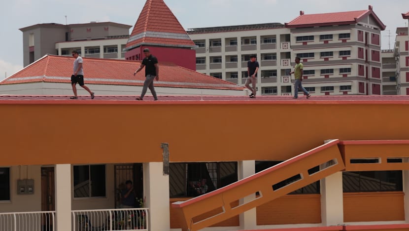 Concrete sunshade on exterior of Tampines HDB block gives way