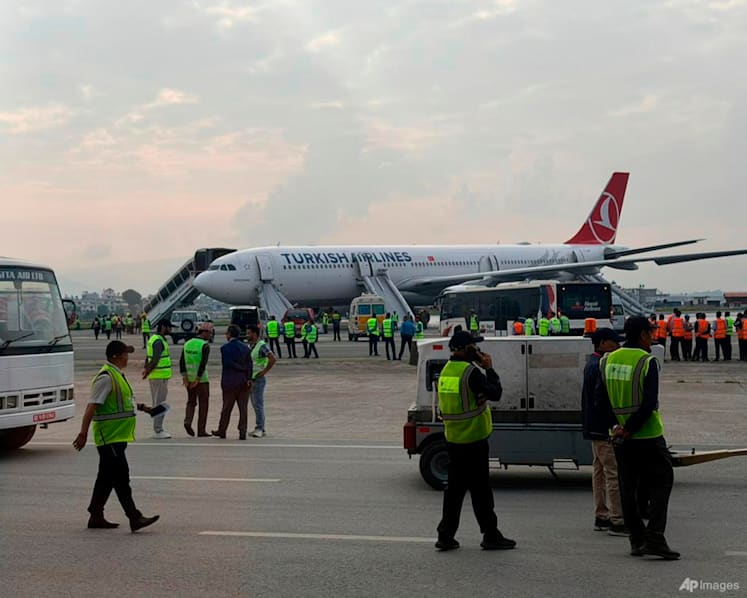 Turkish Airlines jet catches fire while landing at Nepal's main airport; all passengers safe