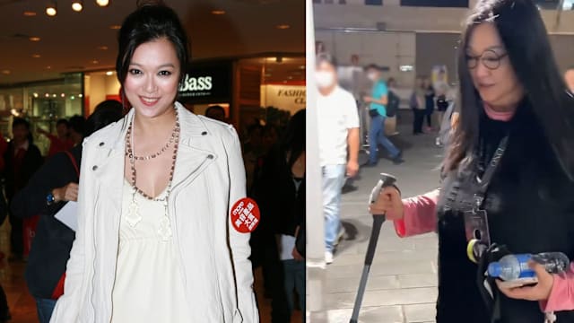 港姐李珊珊久违现身，拄登山杖缓慢前行惹关注！