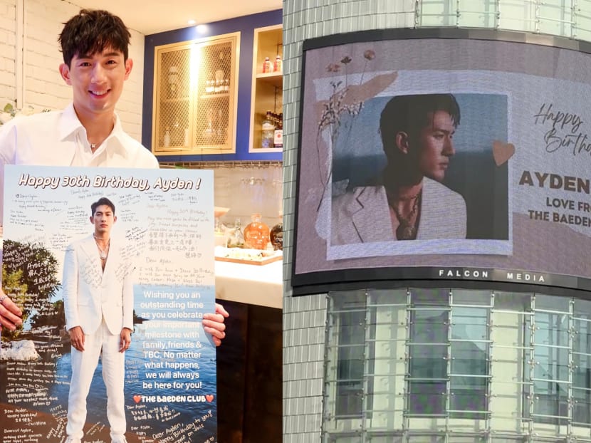 Ayden Sng's fan club spent S$700 on digital billboard at Wilkie Edge to wish him happy birthday, had scheduled shifts to film the billboard all day