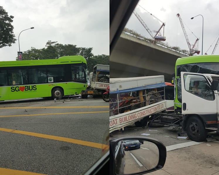 Lorry driver arrested after accident at Braddell Road that injured 2