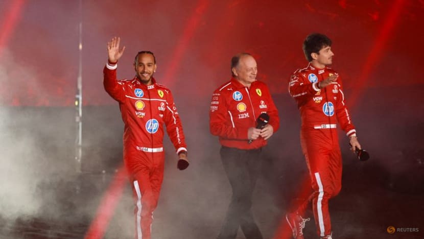 Hamilton steps out in red at unprecedented 10 team F1 launch