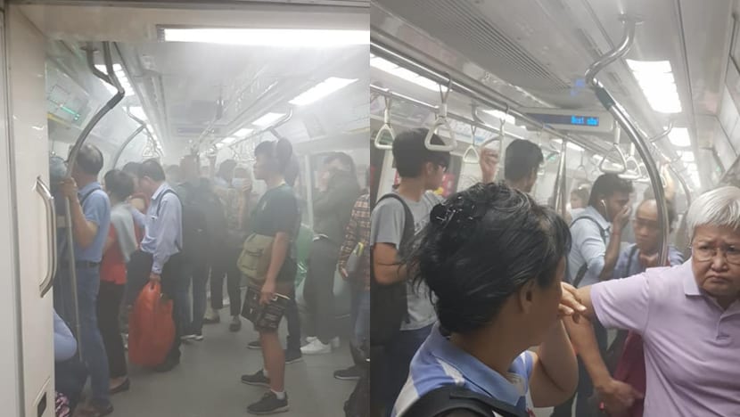 White smoke in train at Raffles Place MRT due to leaking air-conditioning compressor