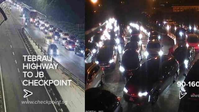 柔返狮城路段初二晚现车龙 越堤族陆续回工作岗位 