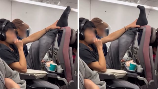 男子机上脱鞋搭脚前排椅背 乘客看傻眼